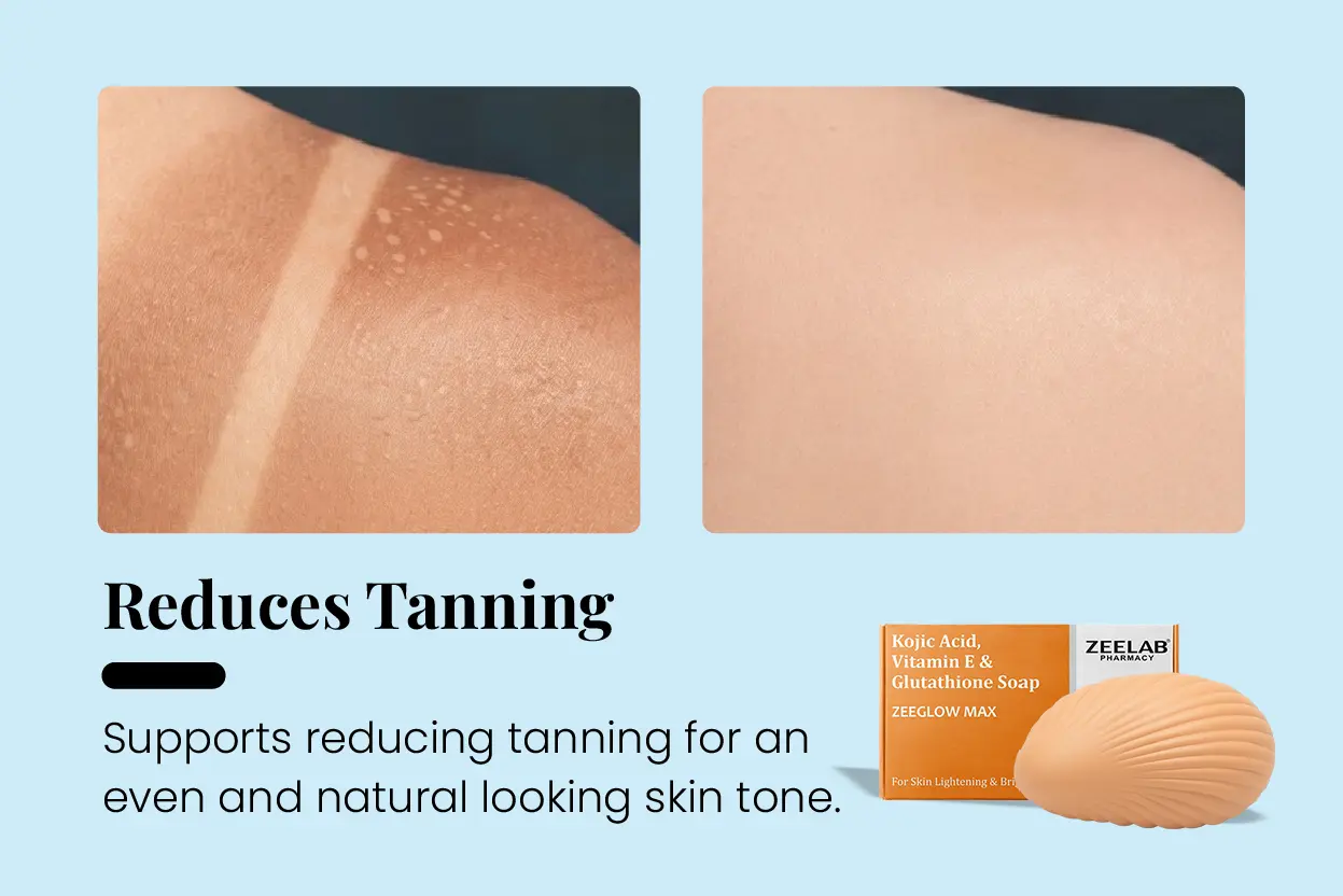 zeeglow max soap for reducing tanning and improving uneven skin tone