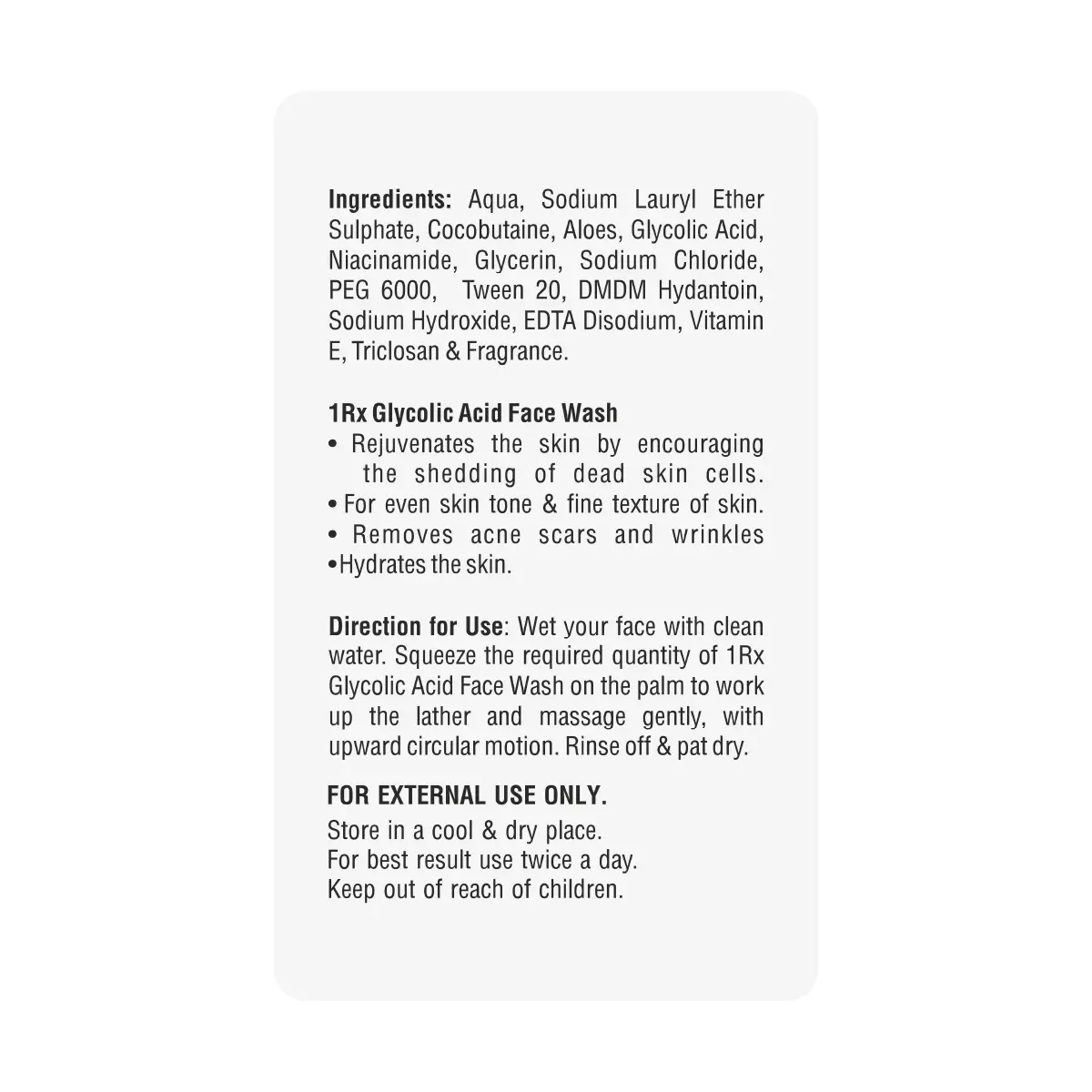 1RX Glycolic Acid Face Wash 100gm