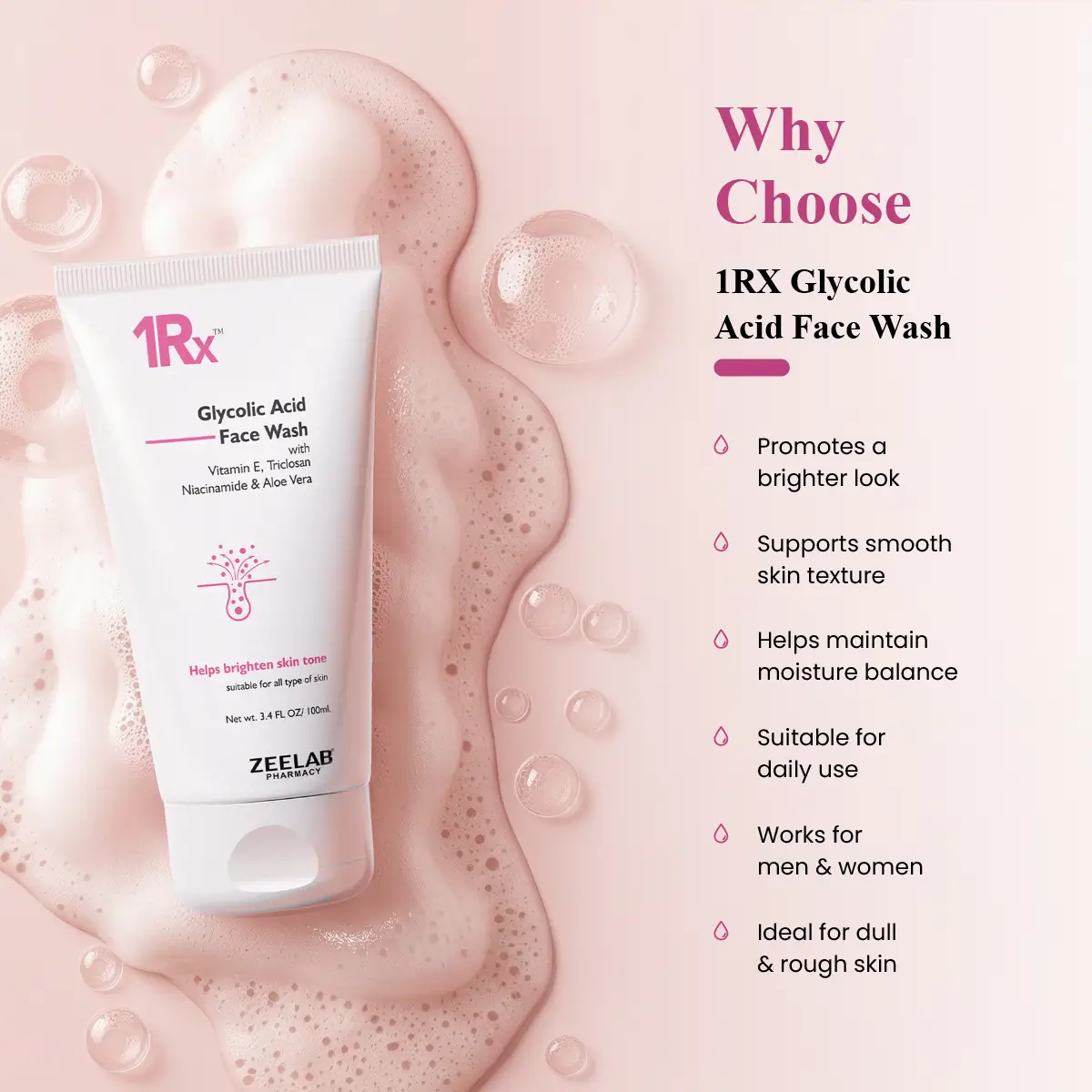 1RX Glycolic Acid Face Wash 100gm