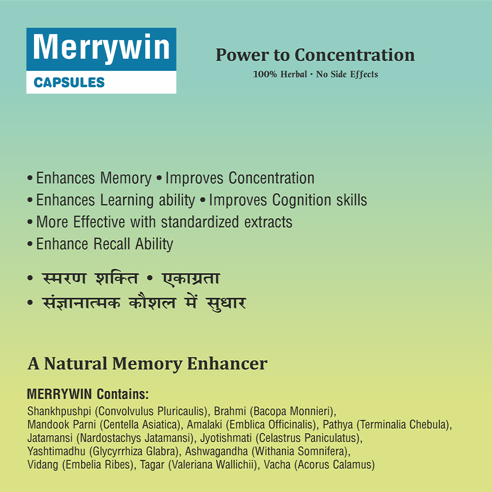 NatureXprt Merrywin Capsule | Memory and Concentration Enhancer