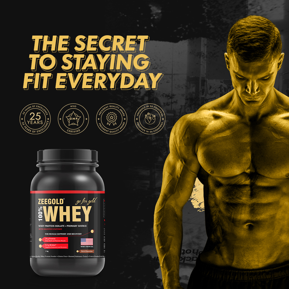 ZEEGOLD 100% Whey Protein Isolate Powder Rich Chocolate Flavour
