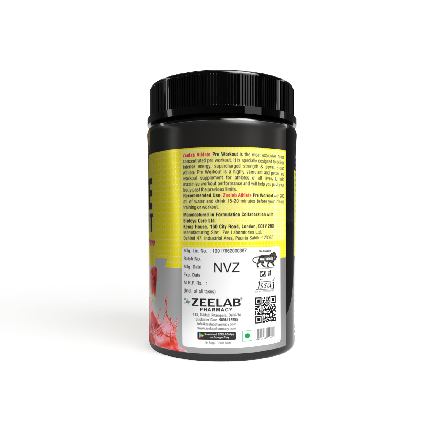 Zeelab Athlete Pre Workout Watermelon Flavour - 360gm