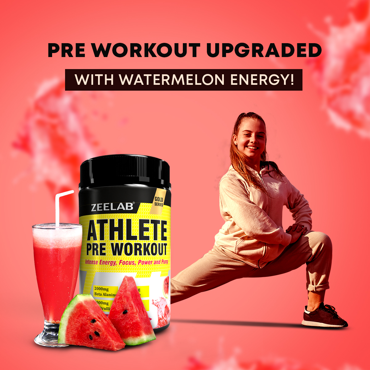Zeelab Athlete Pre Workout Watermelon Flavour - 360gm