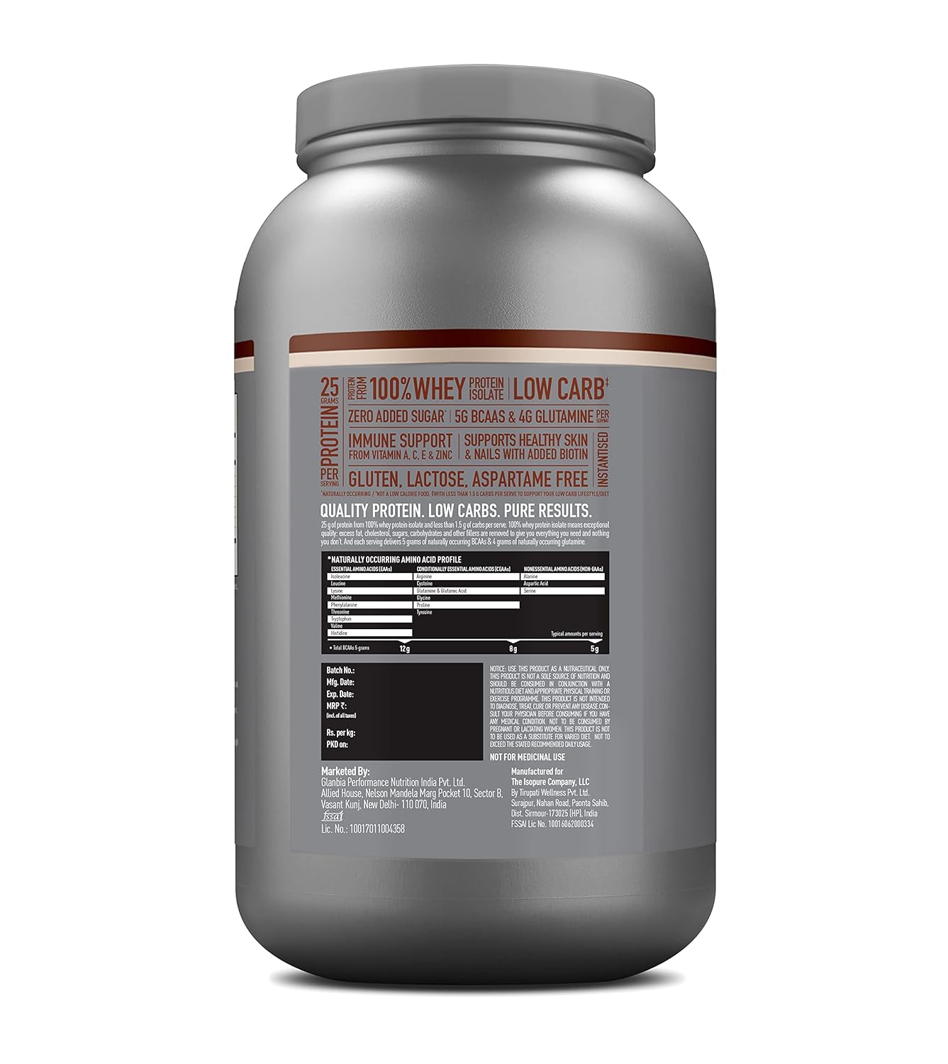 Isopure Protein Powder Isolate Cookies & Cream 1 Kg