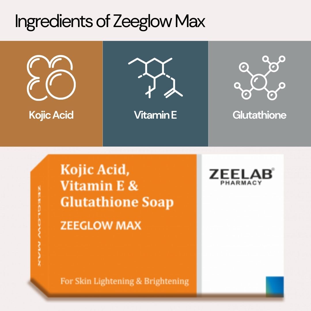 Zeeglow Max Kojic Acid and Glutathione Soap​ with Vitamin E 