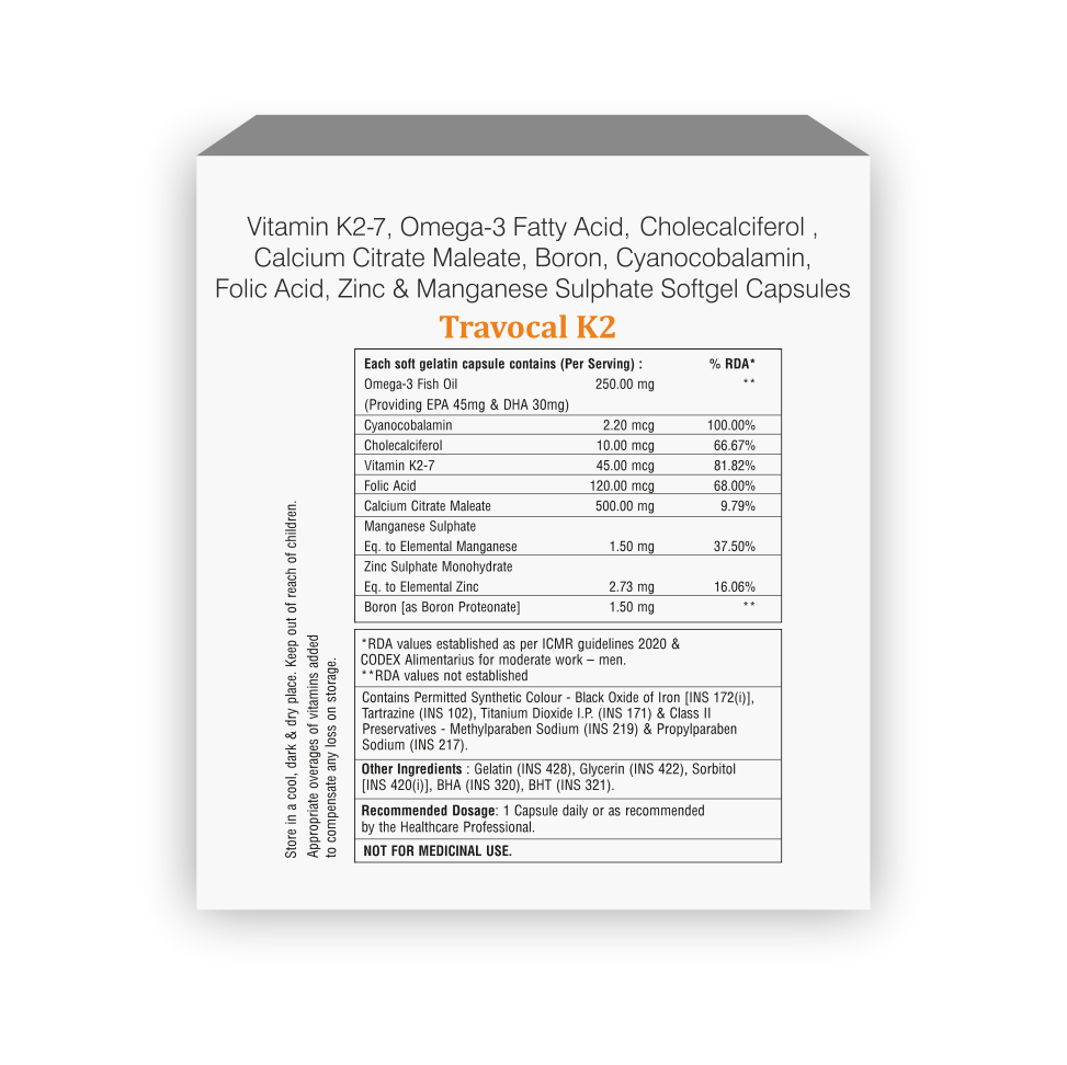Travocal K2 Calcium Supplement Softgel Capsule