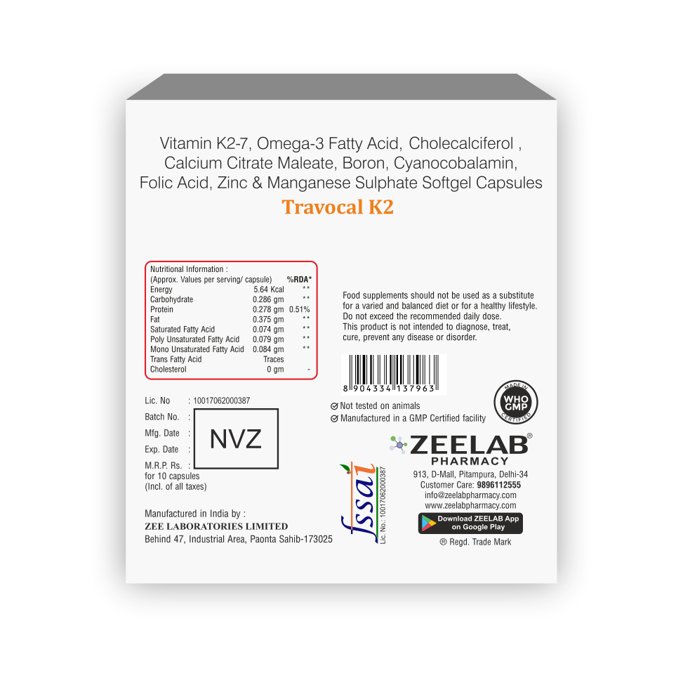 Travocal K2 Calcium Supplement Softgel Capsule