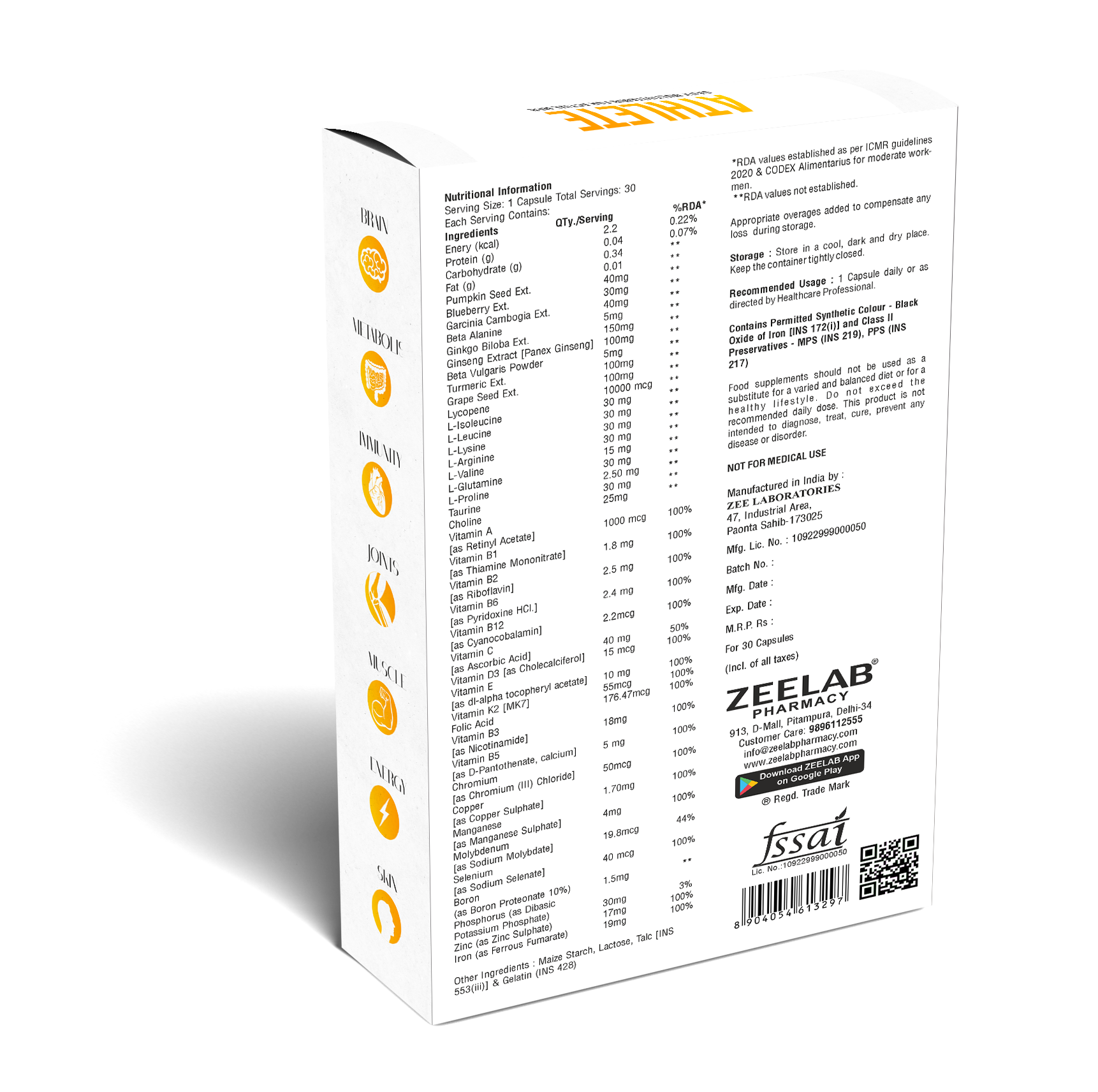 Zeelab Athlete Multivitamin For Men ( 30 Capsules )