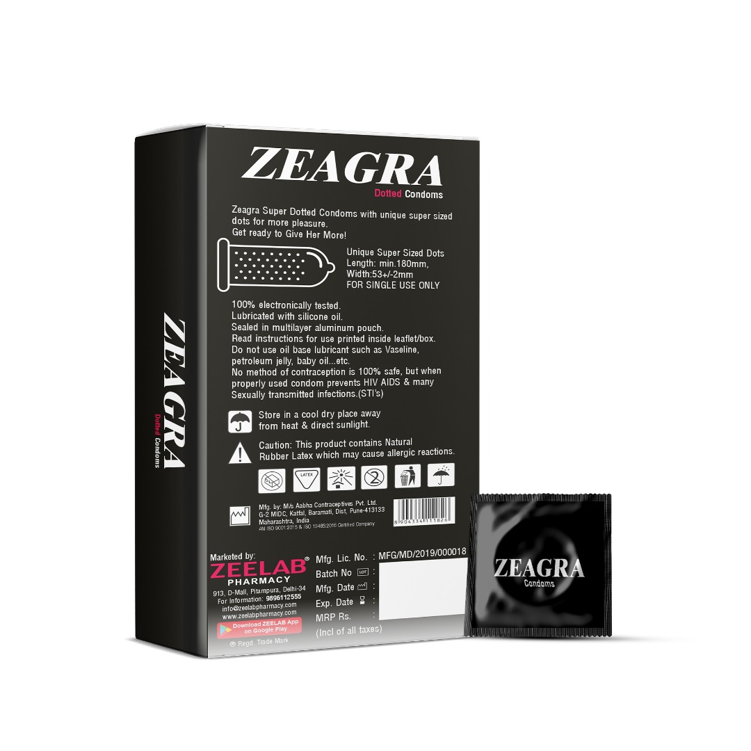 Zeagra Dotted Condoms - Strawberry Flavour | 10 Pcs Box