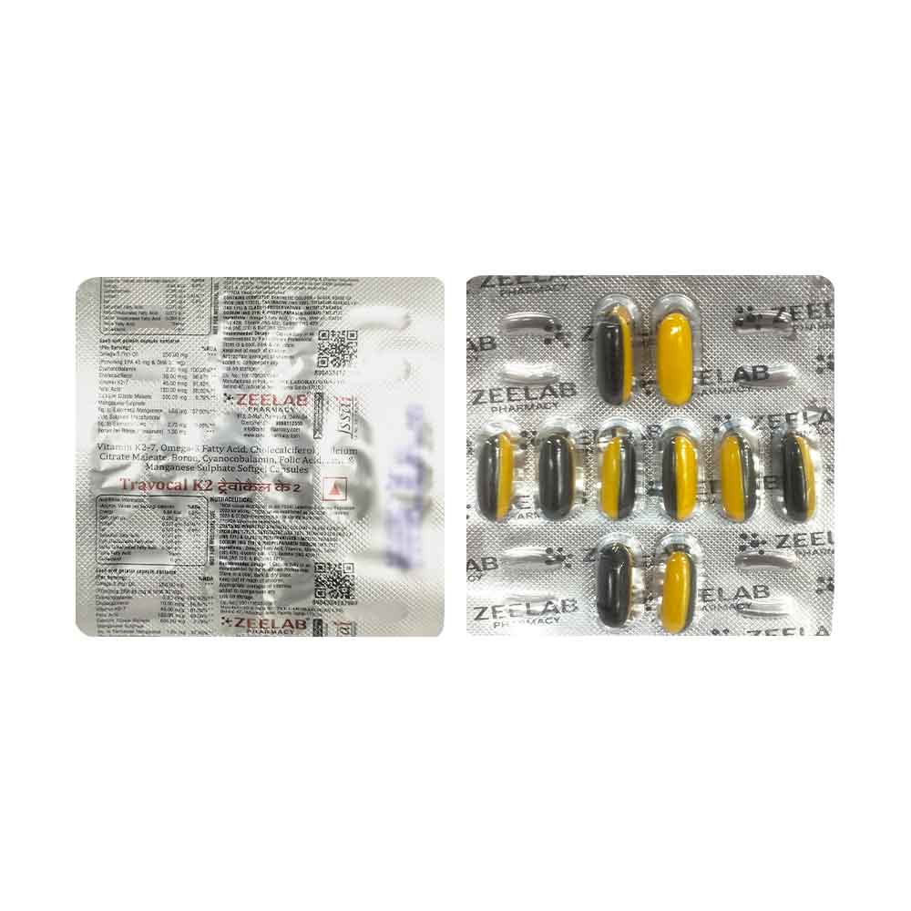 Travocal K2 Calcium Supplement Softgel Capsule | Supports Bone Health & Calcium Absorption