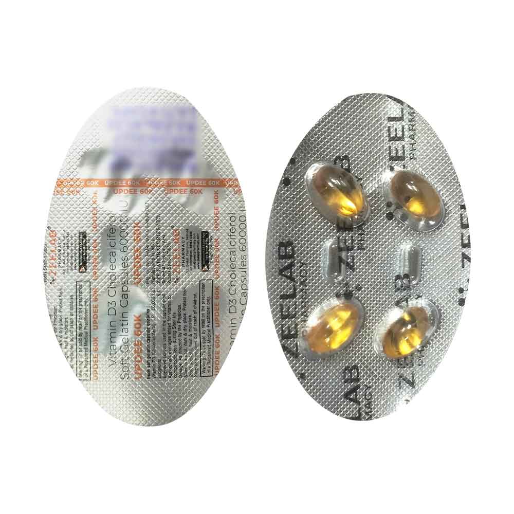 Updee 60K Vitamin D3 Capsule | For Vitamin D Deficiency & Bone Health