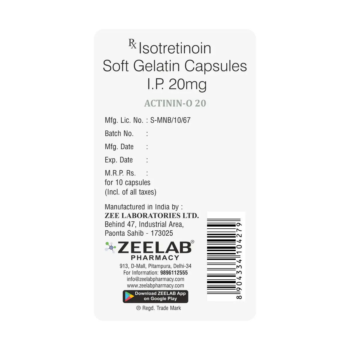 Actinin O 20 Capsule