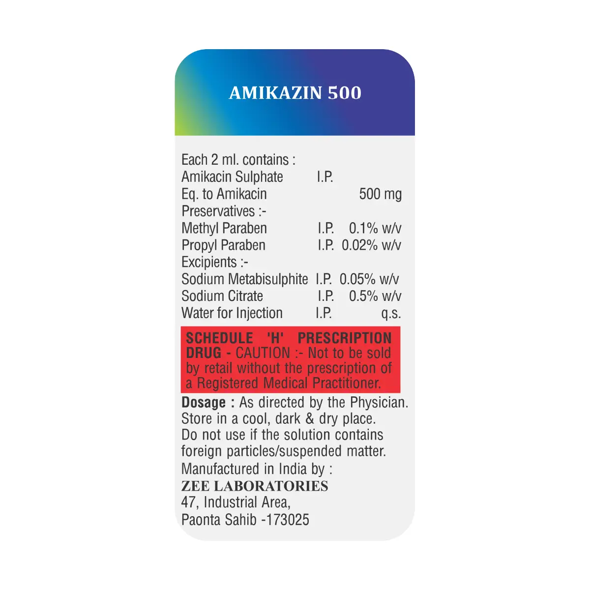 Amikazin 500 Antibiotic Injection