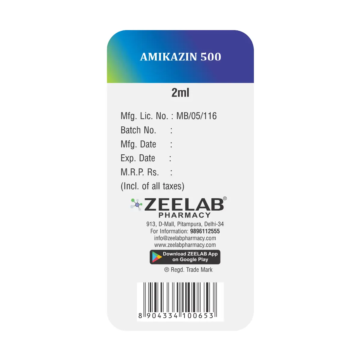Amikazin 500 Antibiotic Injection