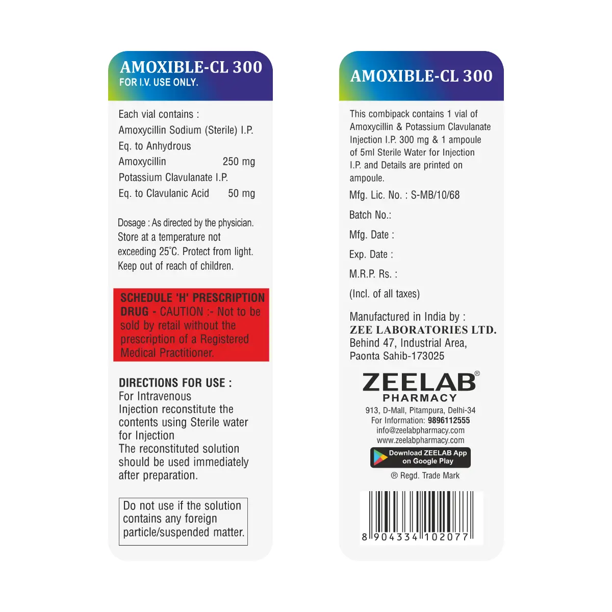 Amoxible CL 300 Antibiotic Injection