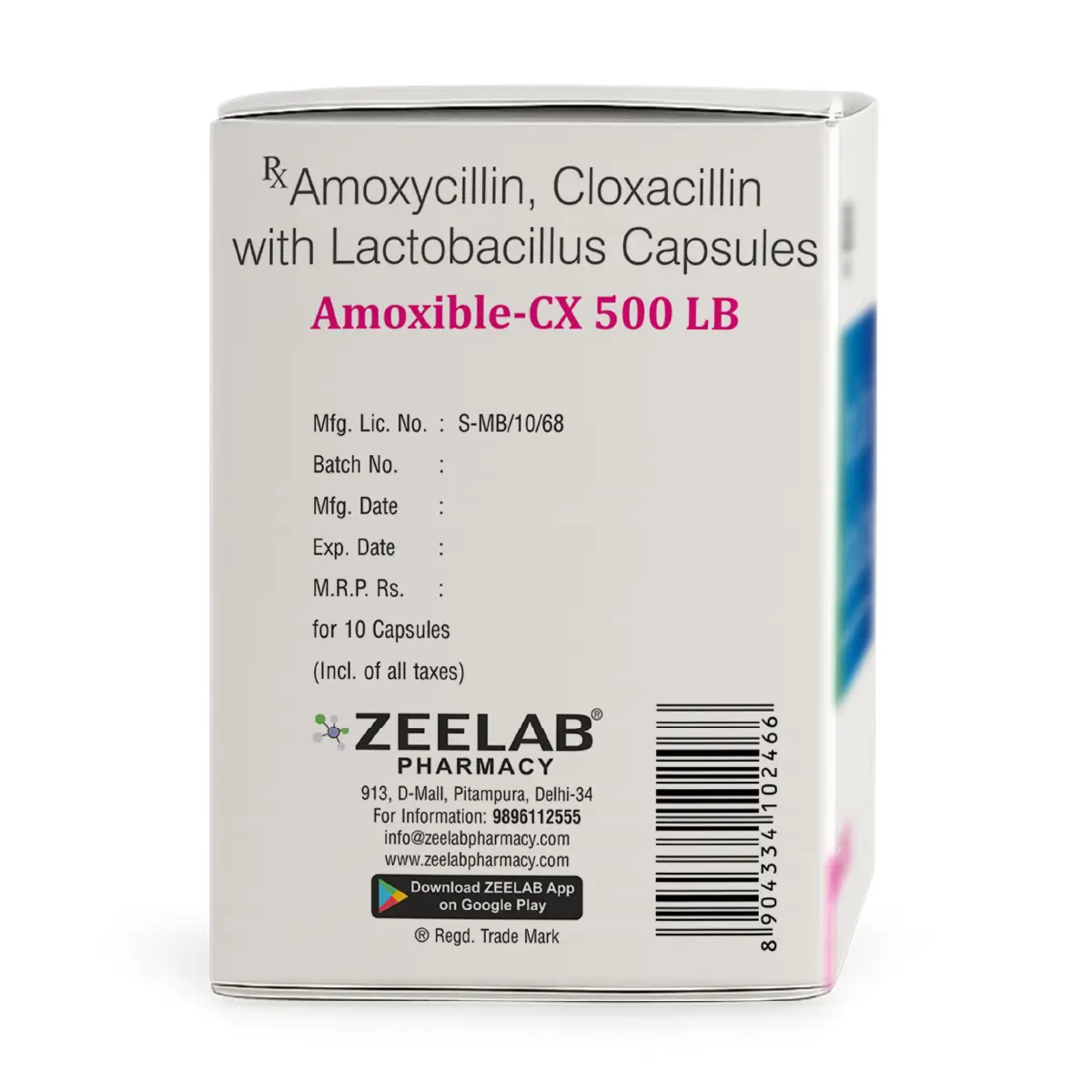 Amoxible CX 500 LB Antibiotic Capsule