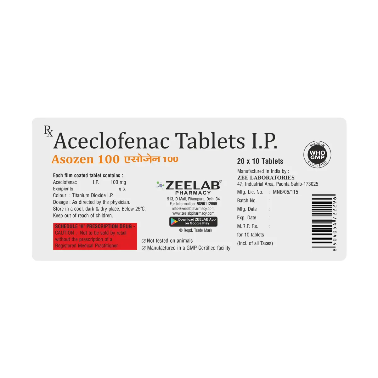 Asozen 100 Tablet