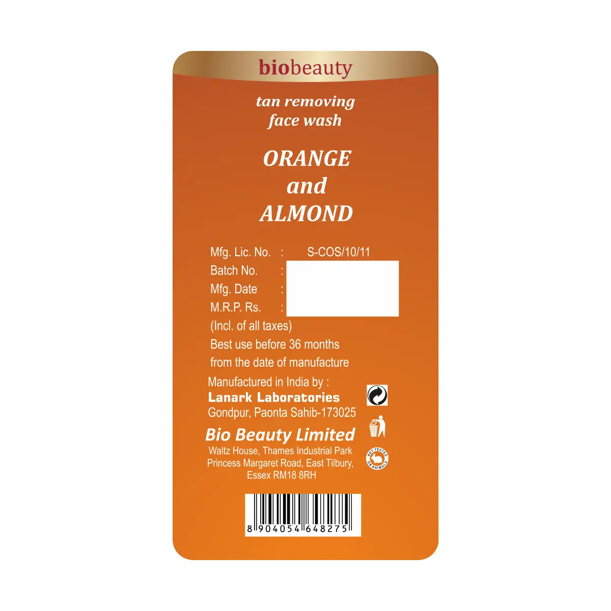Bio Beauty Orange and Almond Tan Removing Face Wash
