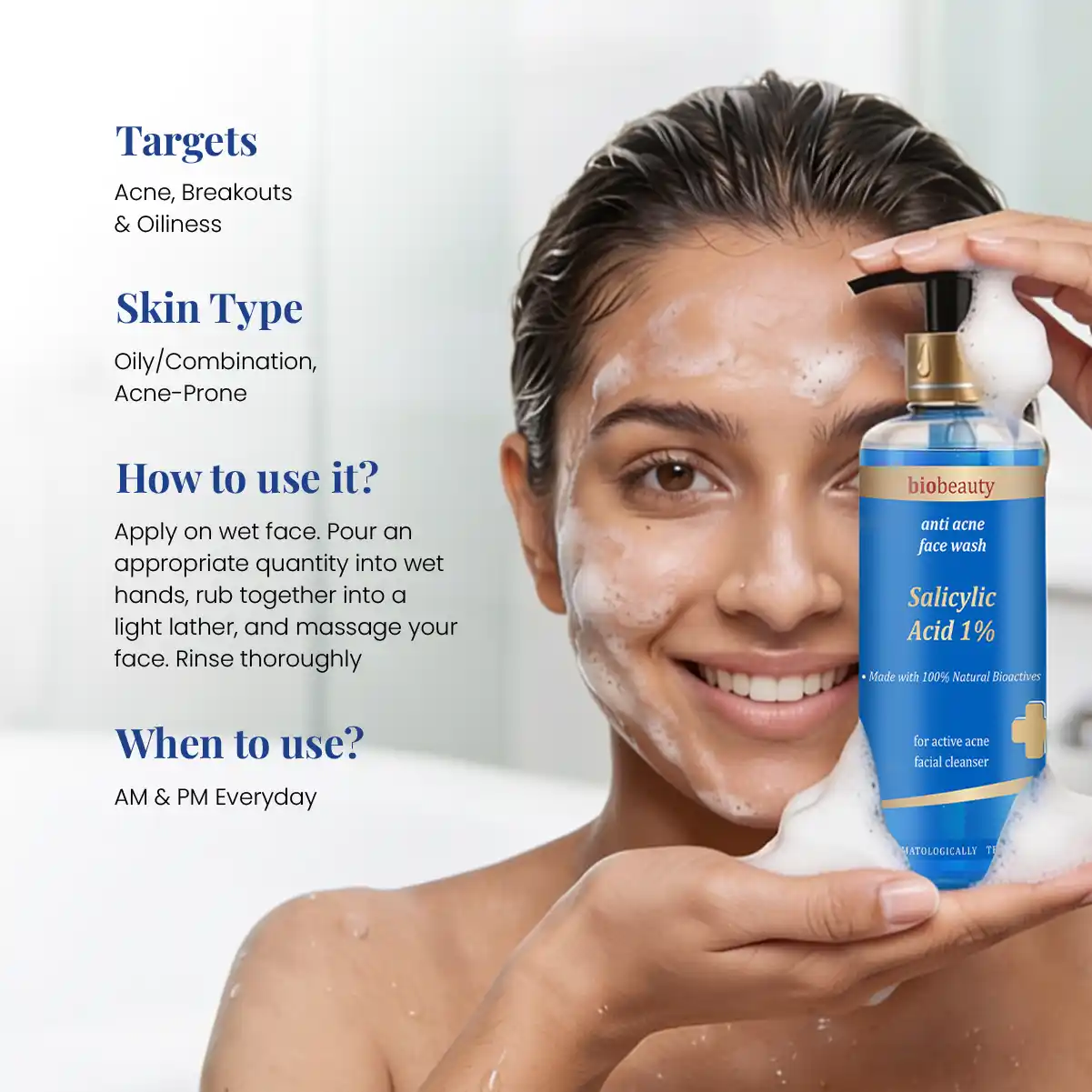 Bio Beauty 1% Salicylic Acid Face Wash | Treats Acne & Controls Oil