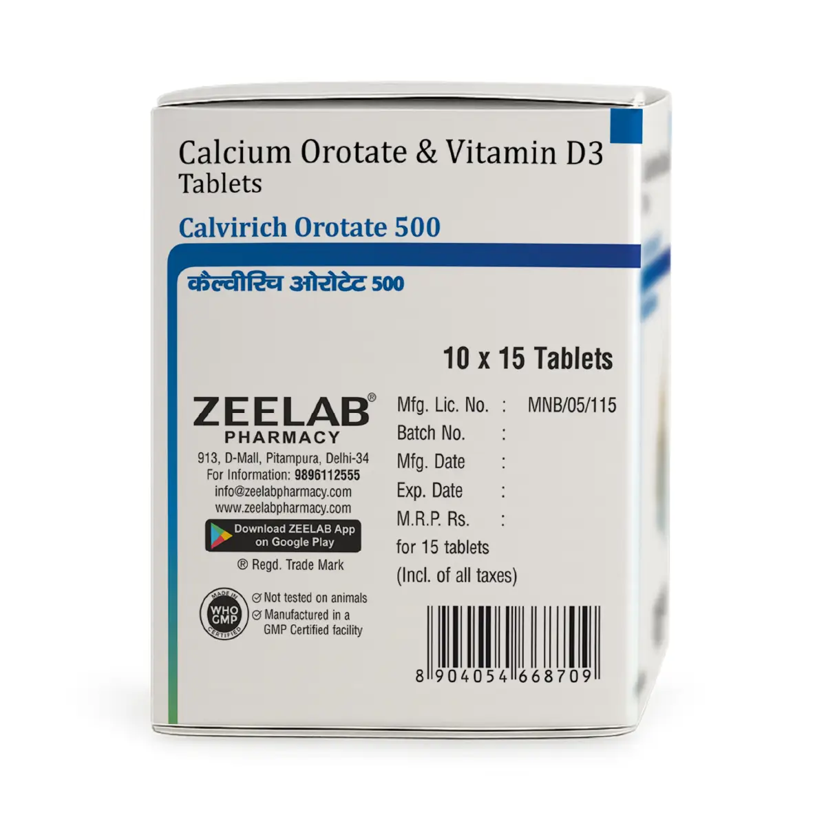 Calvirich Orotate 500 Tablet | Supports Bone Health, Calcium Balance & Muscle Function