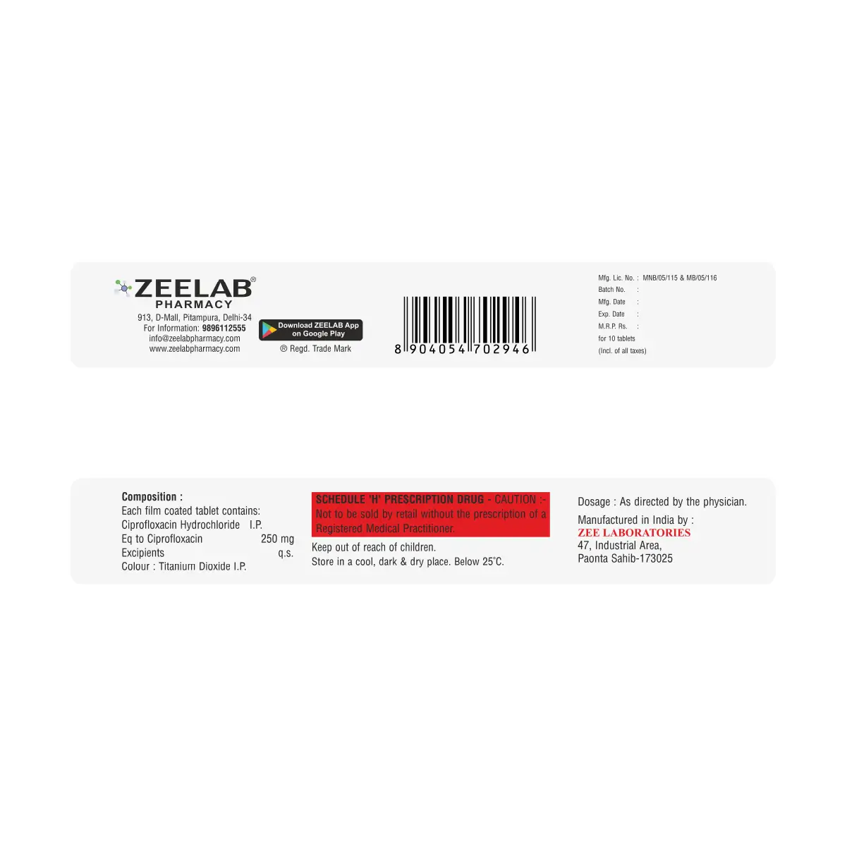 Cirozin 250 Antibiotic Tablet