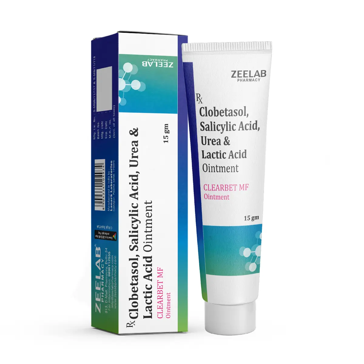 Clearbet MF | Clobetasol 0.05% + Salicylic Acid 6% + Lactic Acid 3% + Urea 10% Ointment | 15g Tube