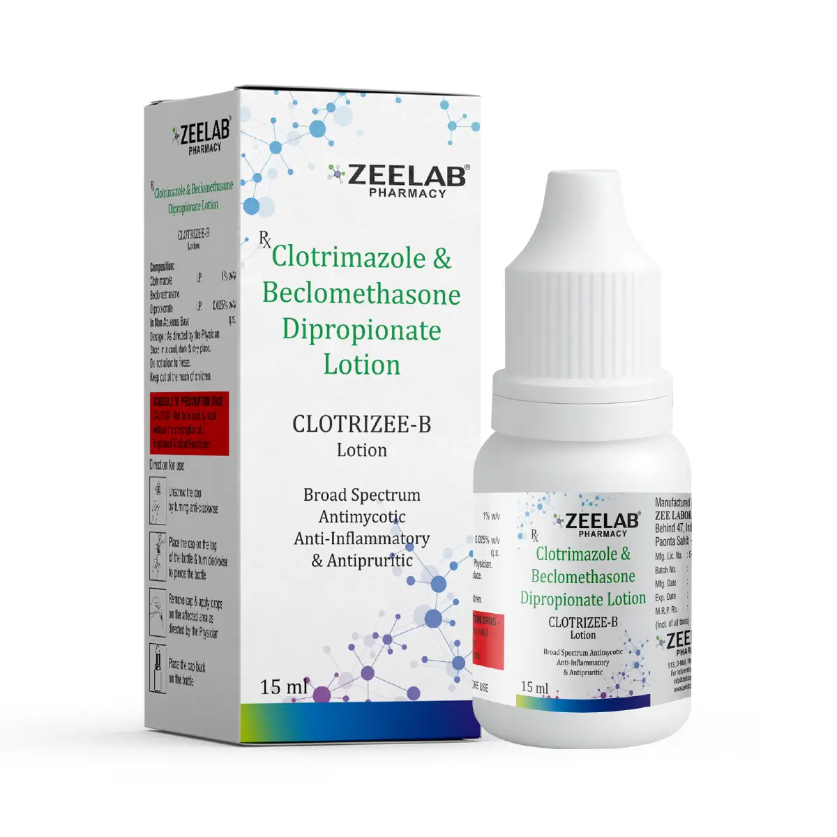 Clotrizee B Antifungal Lotion 15 ml | Treats Fungal Skin Infections & Itching