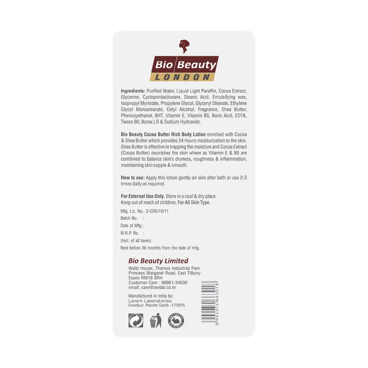 Cocoa Butter Rich Body Lotion With Vitamin B5