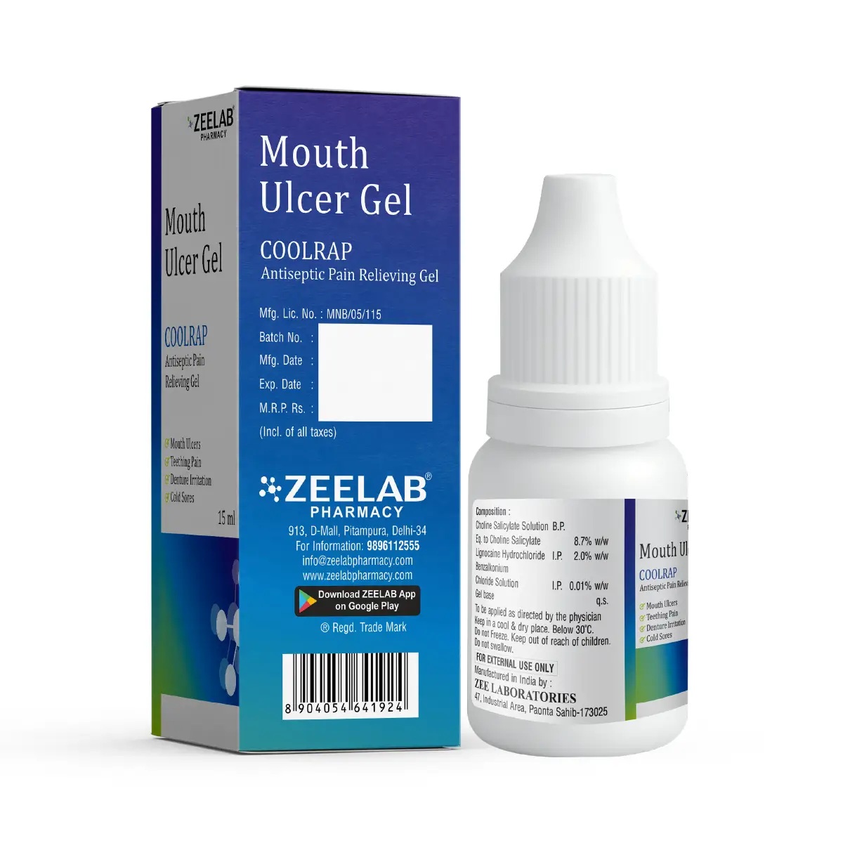 Coolrap Mouth Ulcer Gel 15 gm | Soothes Ulcers, Reduces Pain & Irritation