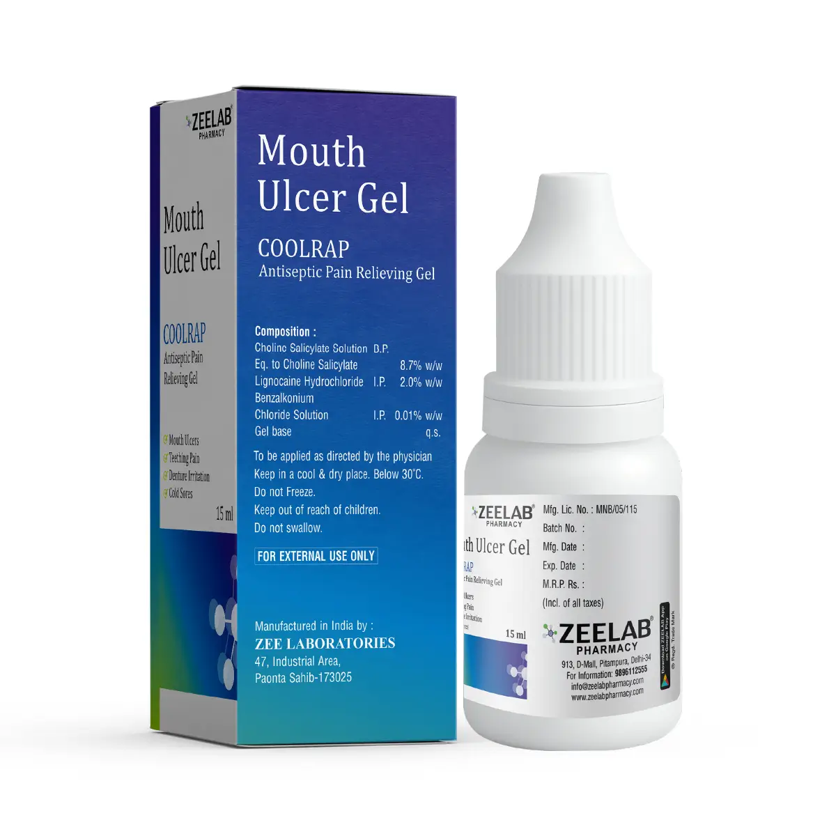 Coolrap Mouth Ulcer Gel 15 gm | Soothes Ulcers, Reduces Pain & Irritation
