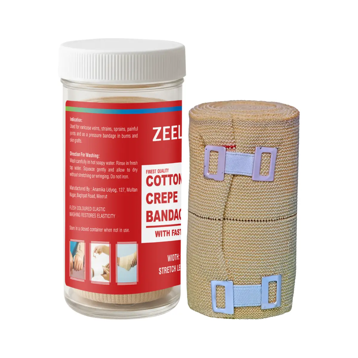 Cotton Crepe Bandage (4m x 10cm) for Muscle Support Joint Pain Relief