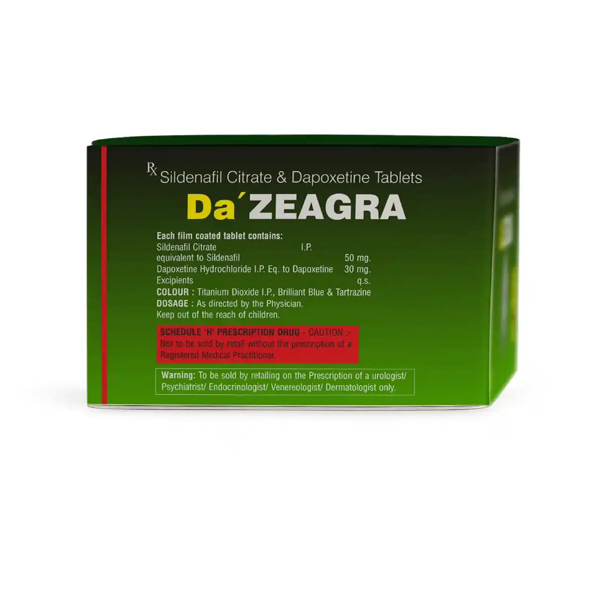 Da' ZEAGRA Tablet | Sildenafil Citrate 50mg + Dapoxetine 30mg Tablet | Strip of 4 Tablets