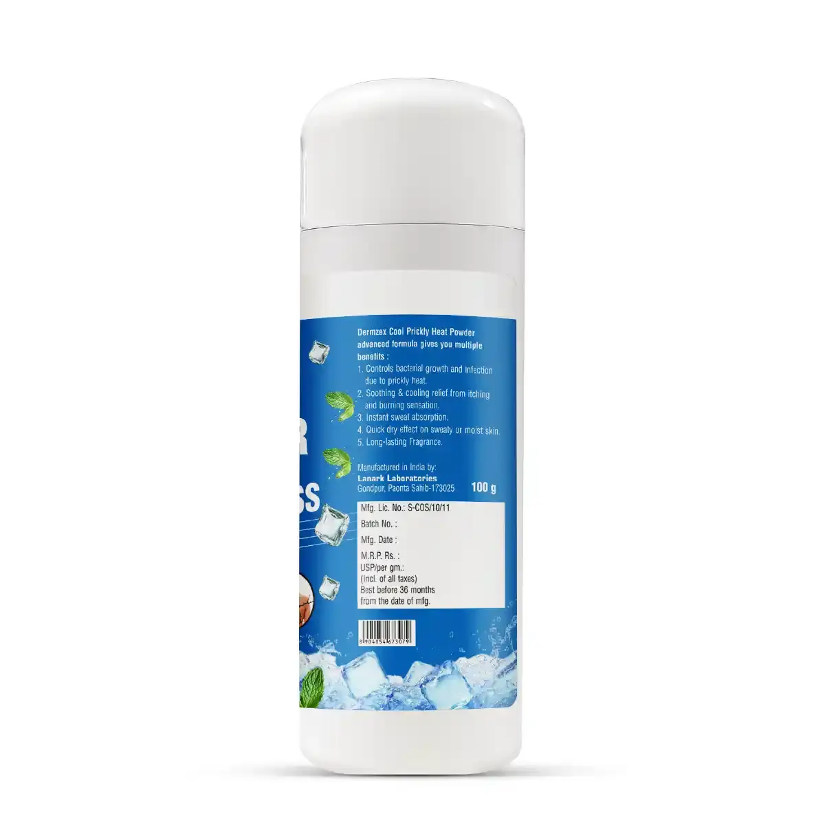 Dermzex Cool Prickly Heat Powder | Cooling Relief for Ghamori & Itching