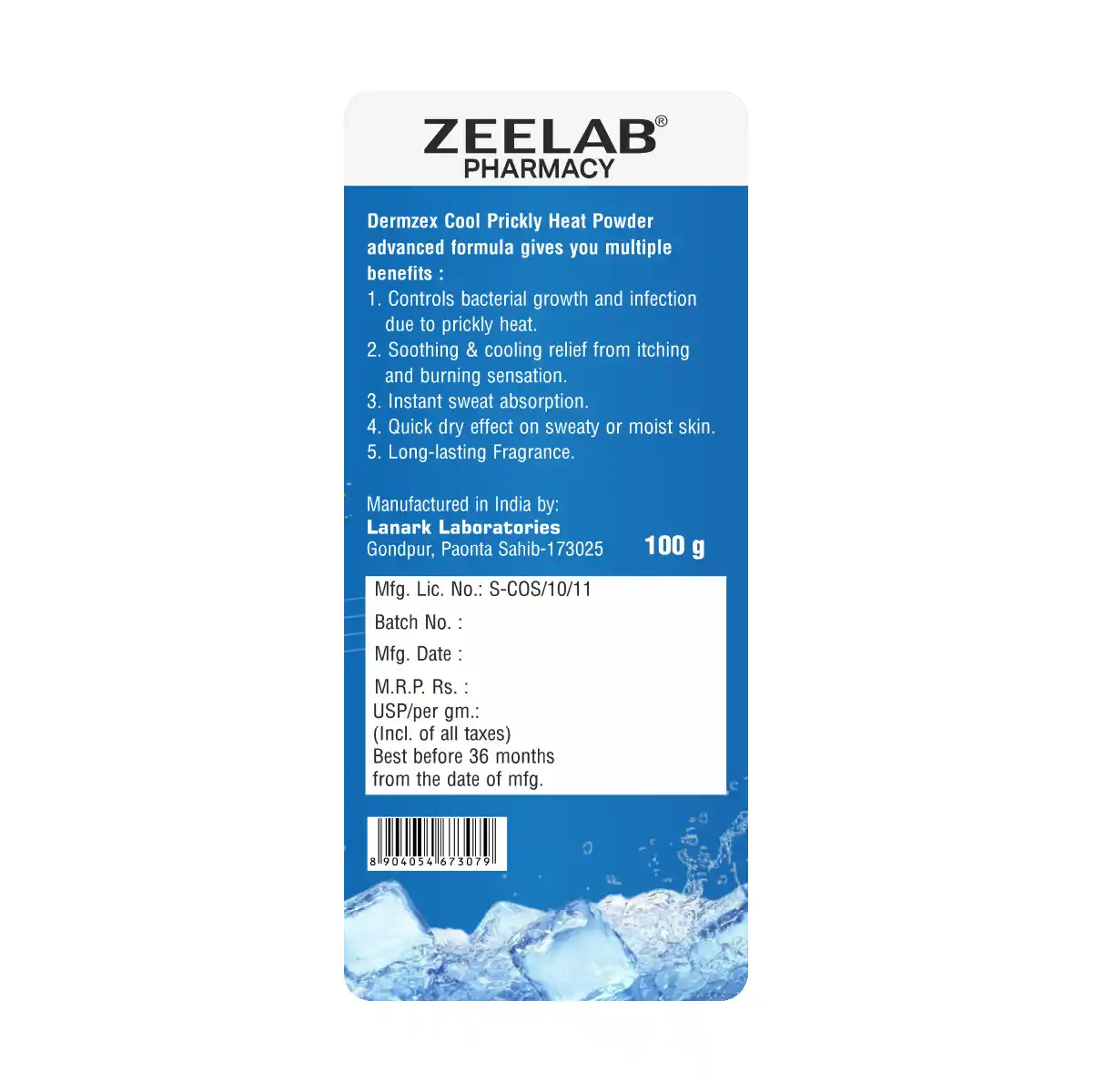 Dermzex Cool Prickly Heat Powder | Cooling Relief for Ghamori & Itching