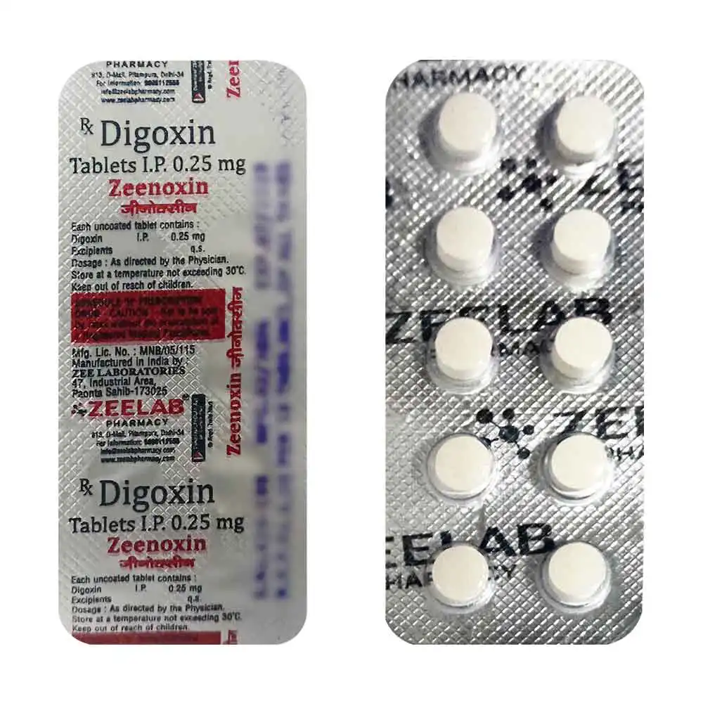 Zeenoxin | Digoxin 0.25mg Tablet | Strip of 10 Tablets