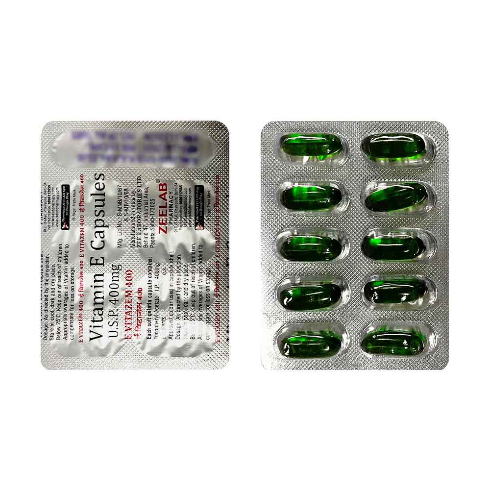 E Vitazem 400 Vitamin E Softgel Capsule | For Healthy Skin, Hair & Cells