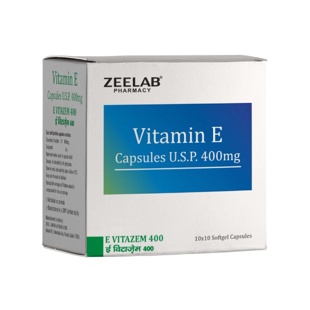 E Vitazem 400 Vitamin E Softgel Capsule | For Healthy Skin, Hair & Cells