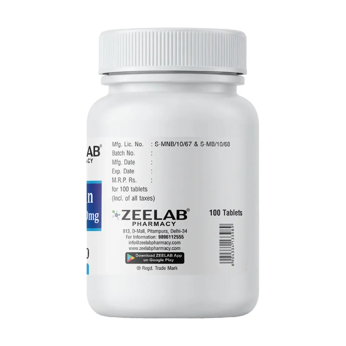 Epiok 100 | Phenytoin 100mg Tablet | 100 Tablets Bottle