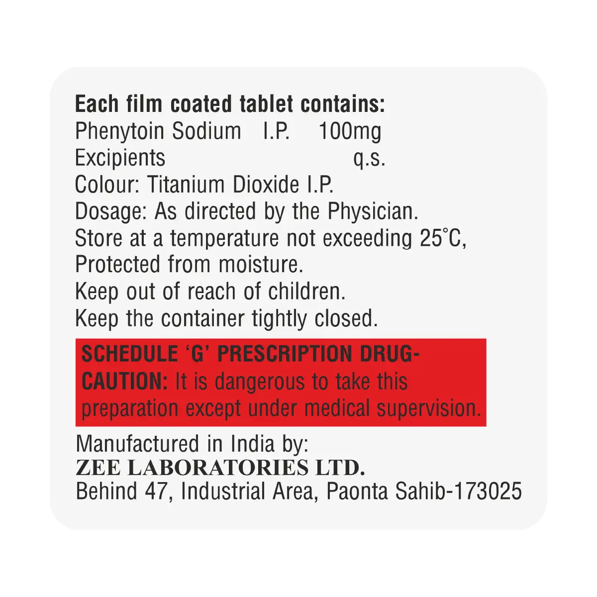 Epiok 100 | Phenytoin 100mg Tablet | 100 Tablets Bottle