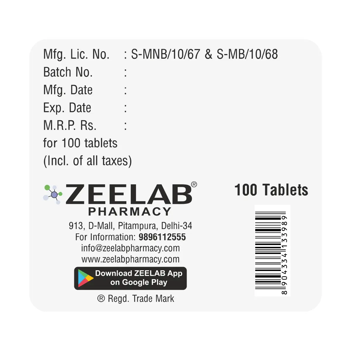 Epiok 100 | Phenytoin 100mg Tablet | 100 Tablets Bottle