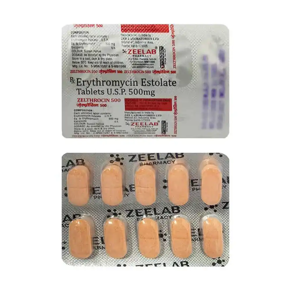 Zelthrocin 500 | Erythromycin 500mg Tablet | Strip of 10 Tablets