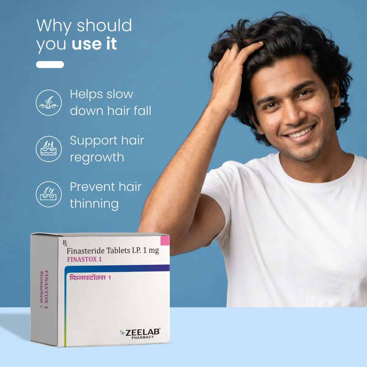 Finastox 1 Tablet | Finasteride 1mg Tablet | Strip of 10 Tablets