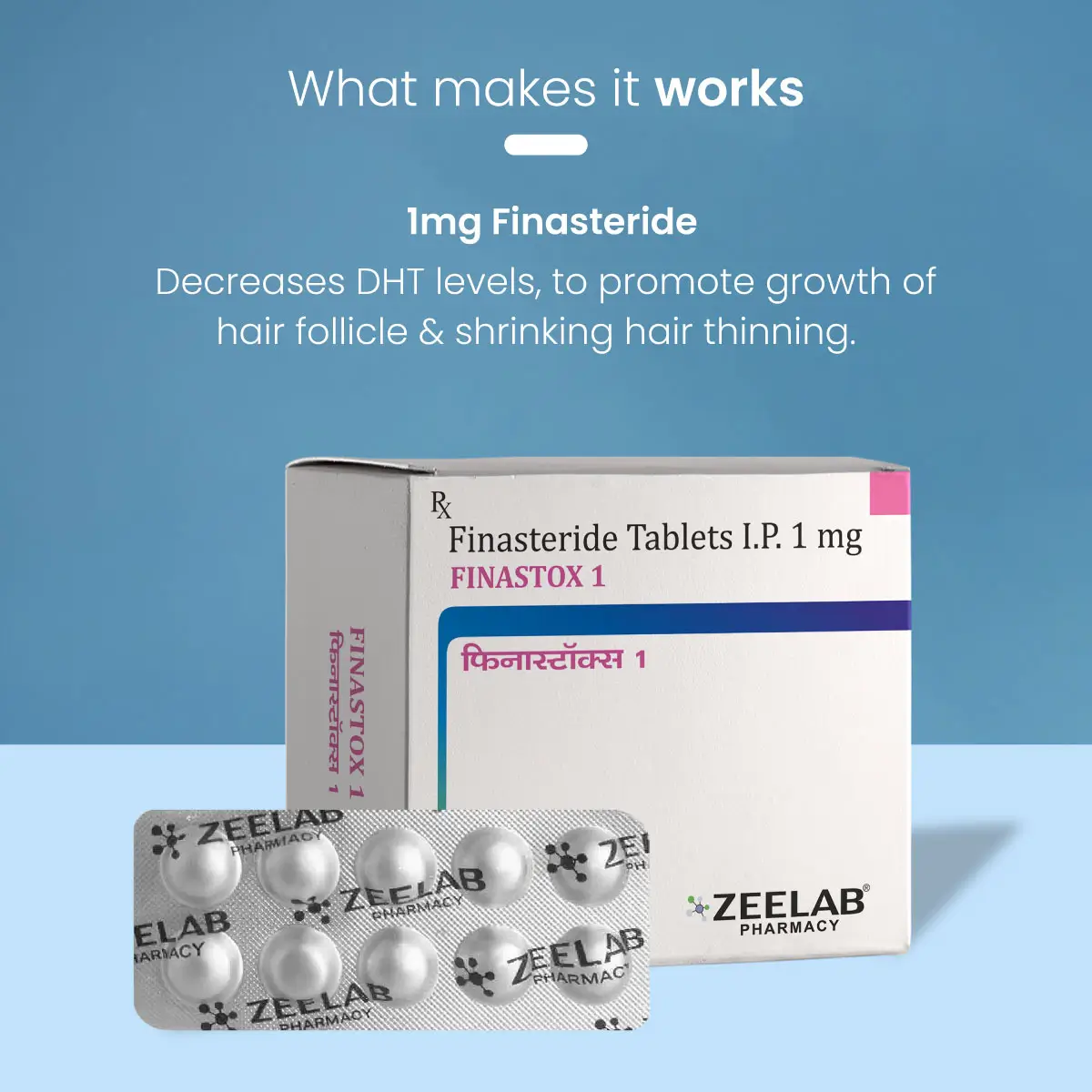 Finastox 1 Tablet | Finasteride 1mg Tablet | Strip of 10 Tablets