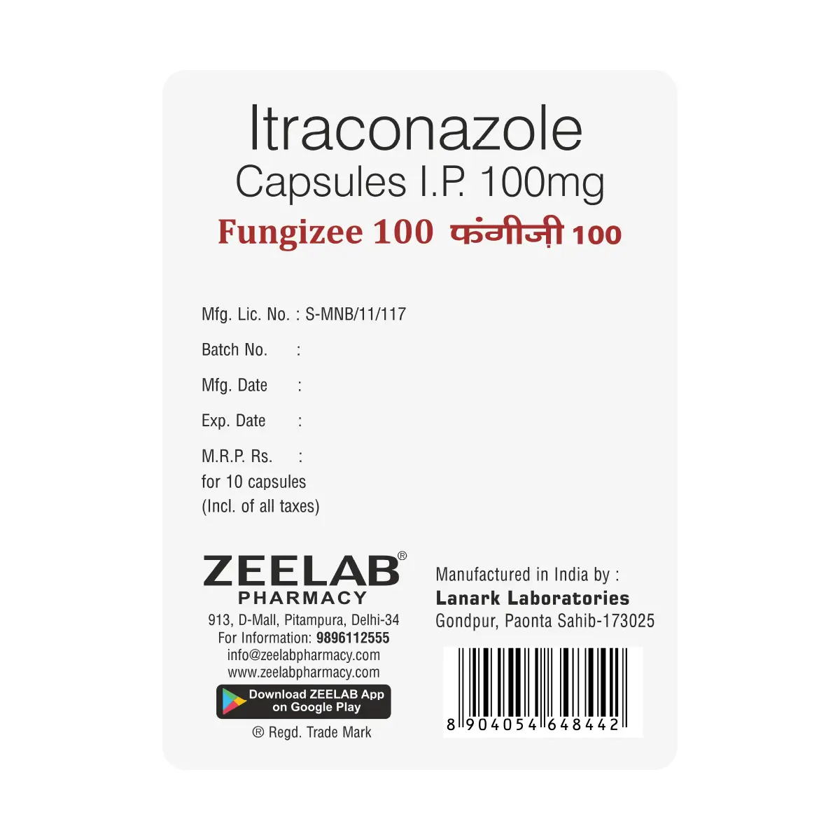 Fungizee 100 Capsule