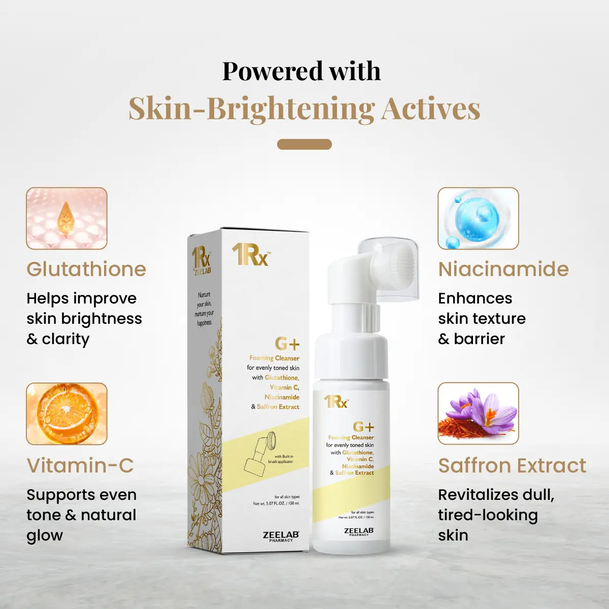 1Rx G+ Foaming Cleanser with Glutathione + Vitamin C + Niacinamide 
