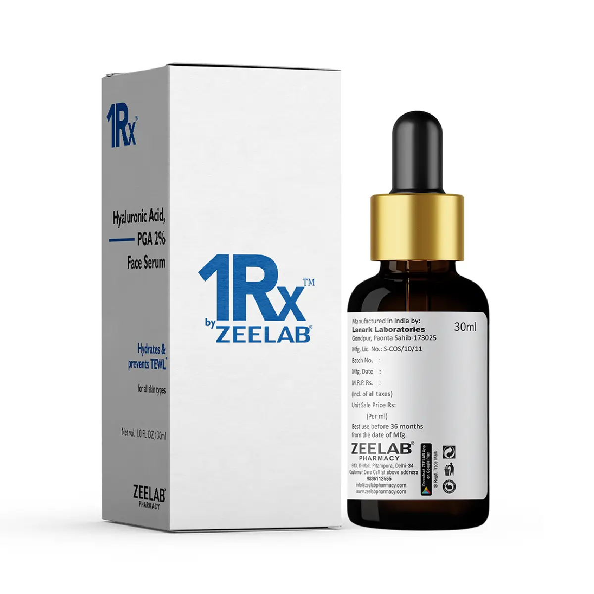 1RX Hyaluronic Acid + PGA 2% Face Serum 