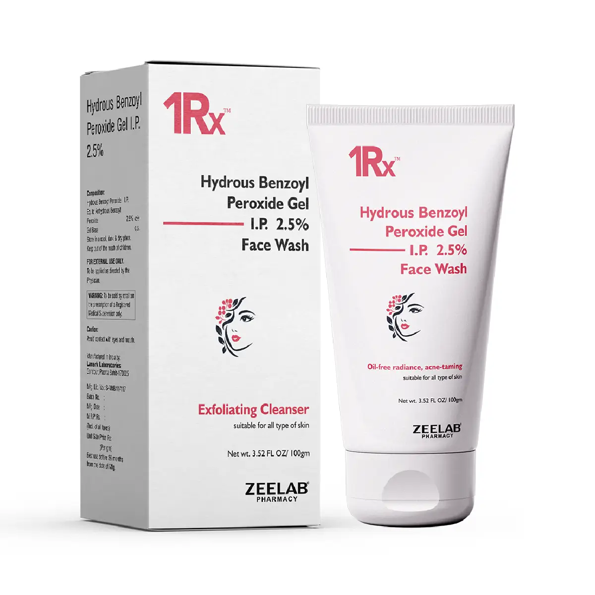 1RX Hydrous Benzoyl Peroxide 2.5% Face Wash