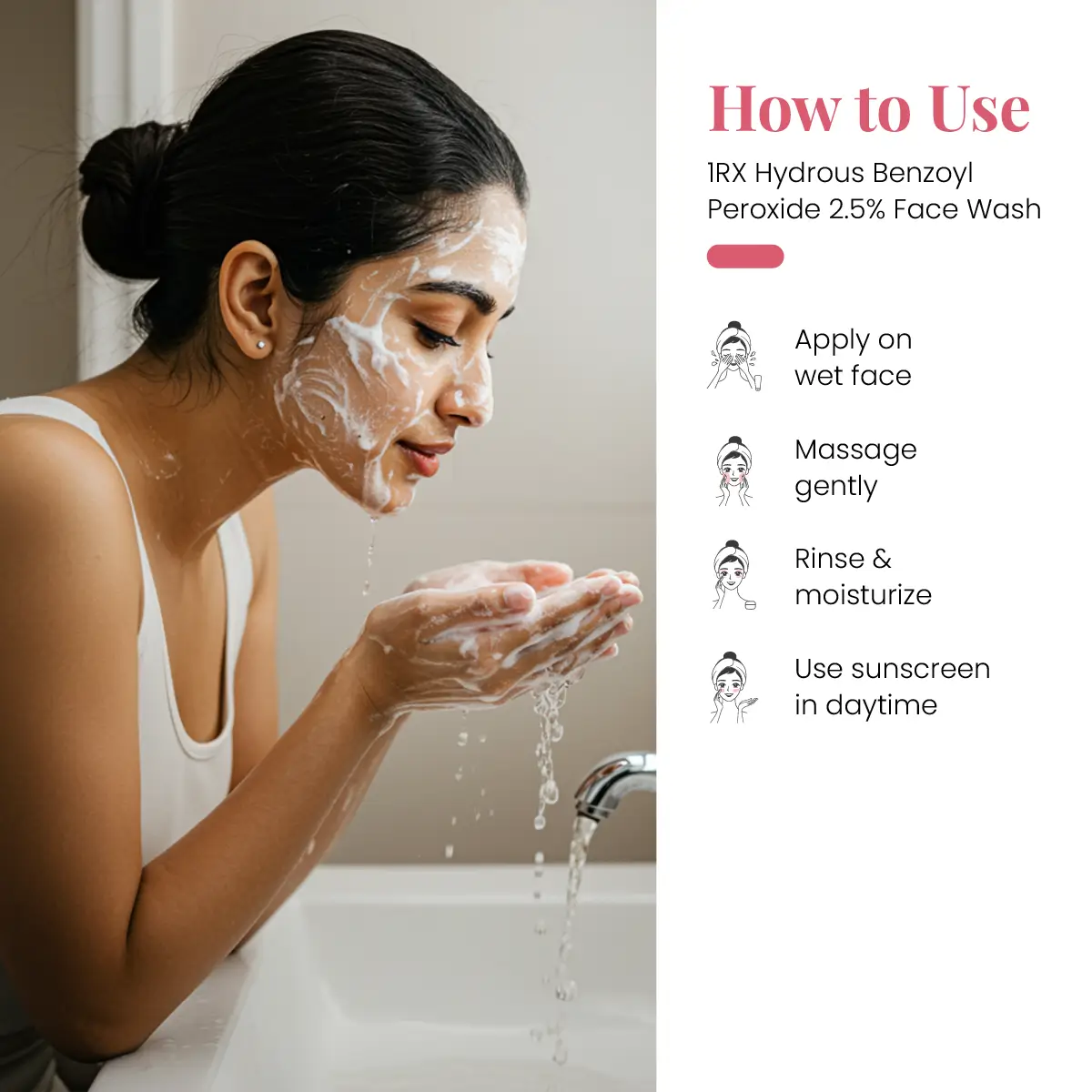 1RX Hydrous Benzoyl Peroxide 2.5% Face Wash