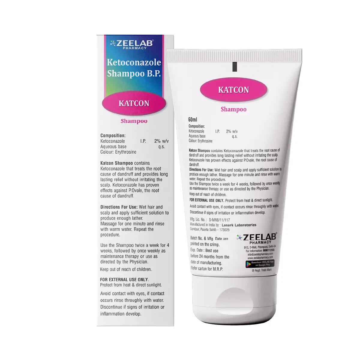 Katcon Ketoconazole 2% Shampoo | Treats Dandruff, Scalp Itching & Fungal Infection