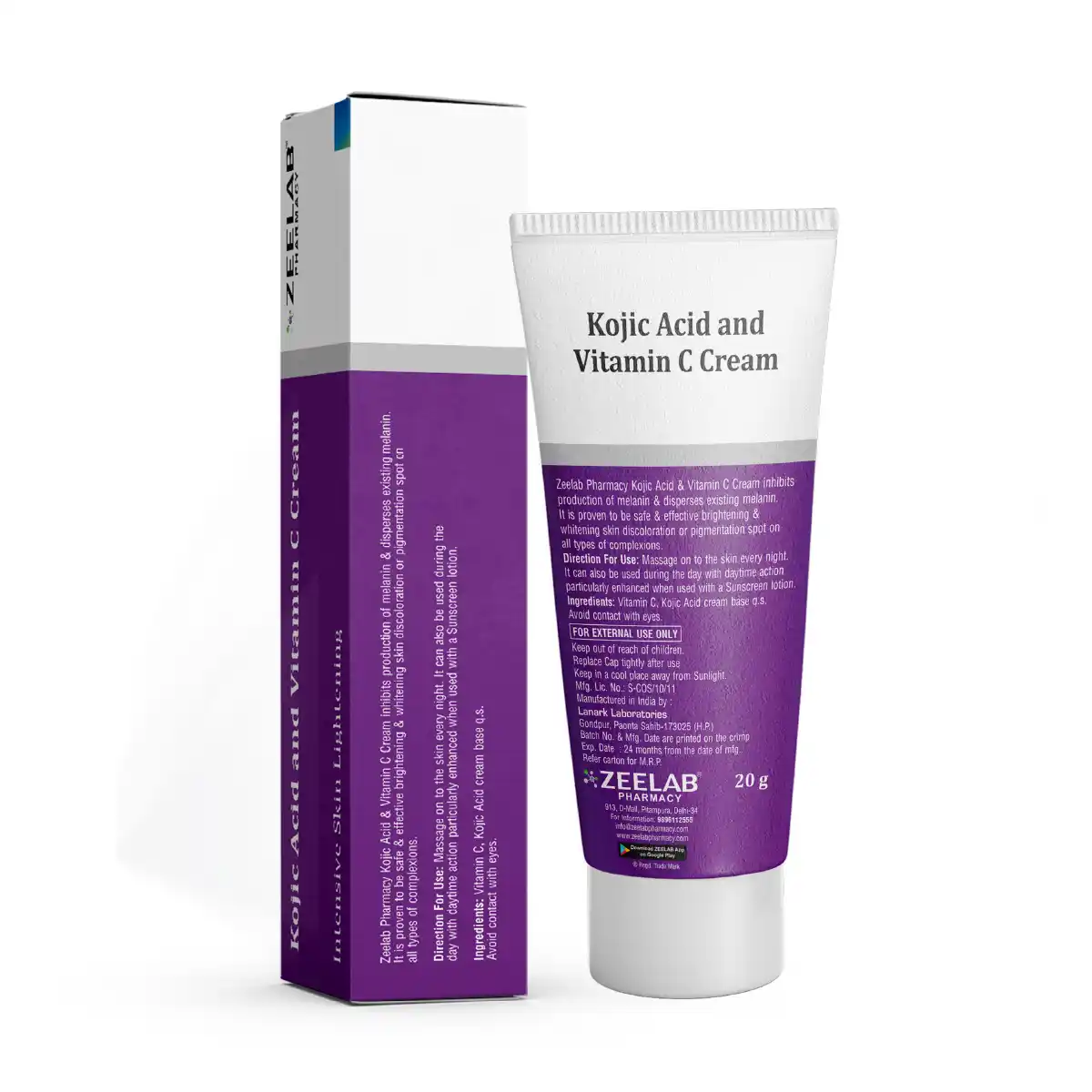 Zeeglow KC | Kojic Acid & Vitamin C Cream for Dark Spots, Pigmentation & Glowing Skin